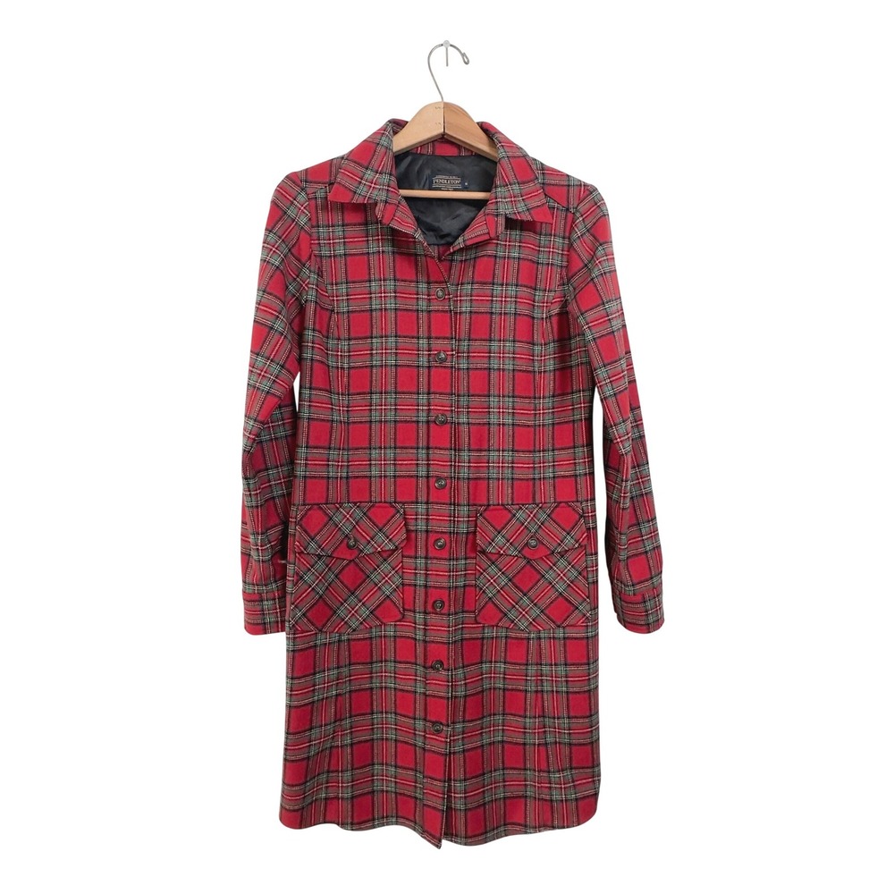Pendleton Machine Washable 100% Virgin Wool Plaid Coat Dress Long Shirt Tartan
